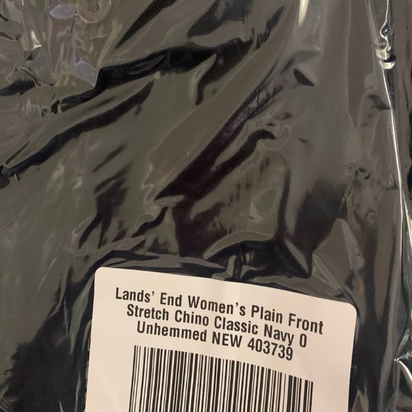NWT LANDS' END WOMEN'S PLAIN FRONT CHINO PANTS CLASSIC NAVY UNHEMMED 0 - Picture 5 of 6